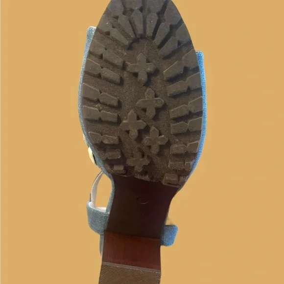 Cato‎ Comfort Denim Whipstitch Chunky Heel Platform Sandals 11W - Picture 6 of 10